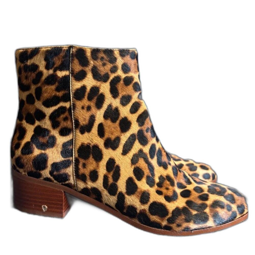 J. Crew Heeled Bootie Ankle Boot Size 8.5 Cheetah Print Leopard Brown Chunky